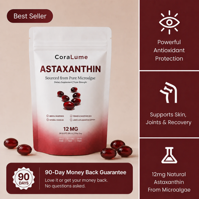 CoraLume Astaxanthin 12mg Softgels – Premium Antioxidant Support