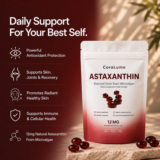 CoraLume Astaxanthin 12mg Softgels – Premium Antioxidant Support
